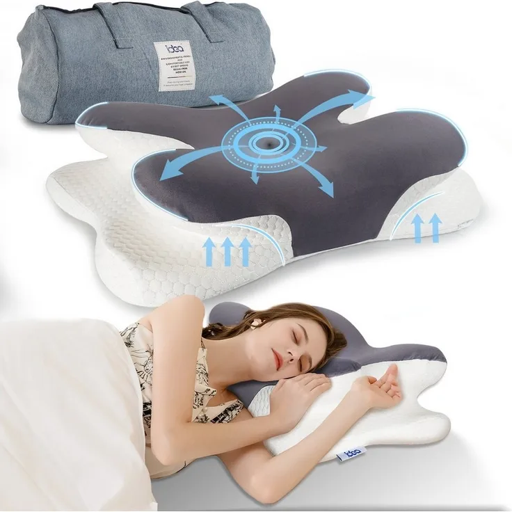Esun Kopfkissen Nackenkissen, Memory Foam Kissen Nackenstützkissen Kopfkissen, Füllung: Kissenbezug besteht aus 18% Elasthan und 82% Nylon, Seitenschlafer, Rückenschlafer, Bauchschlafer, Set, Kissen vom OEKO-TEX® und CertiPUR Getestet, Kissen mit Reise...
