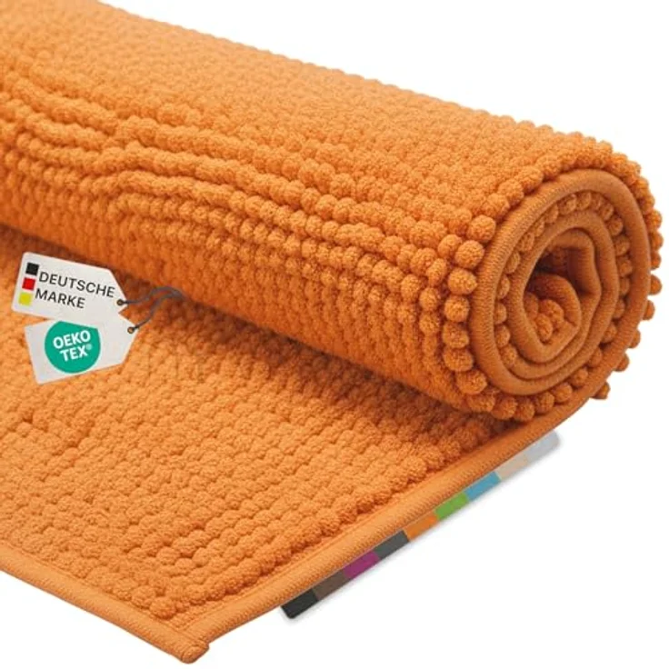 NYVI Badematte WC Vorleger NYVISpa Chenille Badvorleger, Höhe 20 mm, Polyester, Rutschfest, Saugfähig, Schnell Trocknend, Fußbodenheizung geeignet – Bild 1