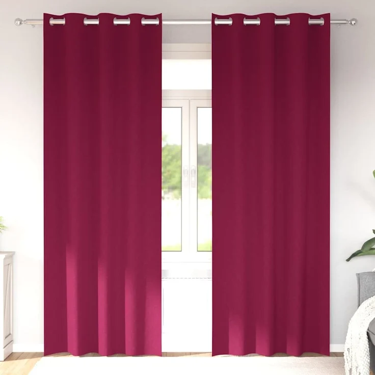 Verdunkelungs-Vorhänge | für Wohnzimmer & Schlafzimmer mit Ringen 2 pcs Weinrot 260 x 140 cm – Bild 2