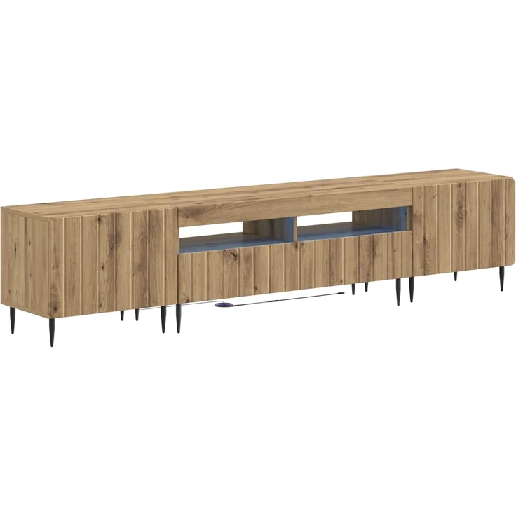 vidaXL 3-teiliges LED TV Regal ZWOLLE Artisan-Eiche Holzwerkstoff 3416527 – Bild 2