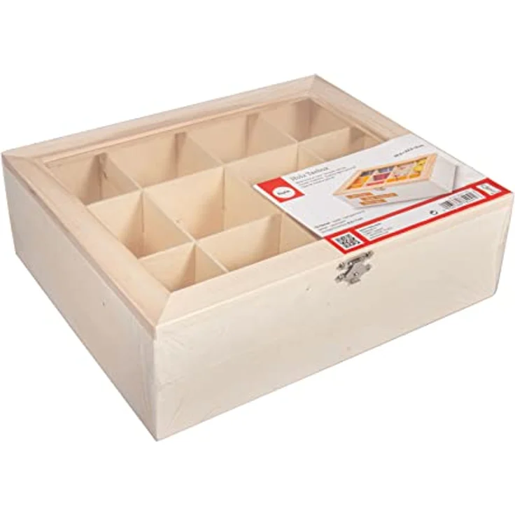 Holz Teebox, FSC 100%, 28,5x23,5x9cm, natur – Bild 2