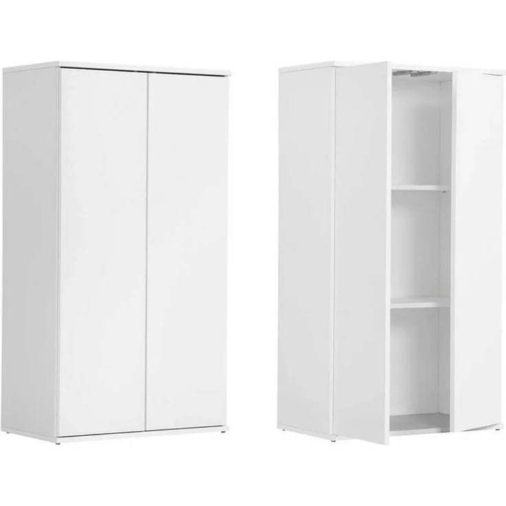 mokebo® Mehrzweckschrank 60 cm Breite mit Einlegeböden 'Der Schlanke', schmaler Schrank in Weiß aus Holz, grifflose Öffnung, funktionaler Aktenschrank – Bild 5