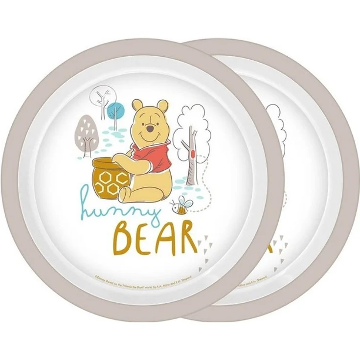 Geda Labels GmbH Frühstücksteller Winnie Pooh hunny Bear 2er Set, (2 St), Grau, 21,5 cm, spülmaschinengeeignet – Bild 3