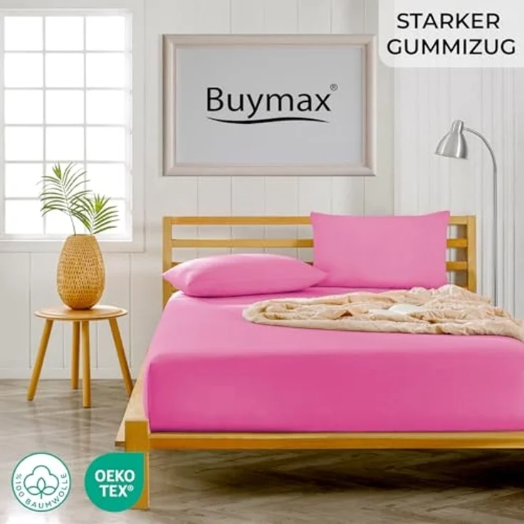 Buymax Spannbettlaken 60x120 cm Doppelpack 100% Baumwolle Kinderbett Spannbetttuch Baby Bettlaken Jersey, Matratzenhöhe bis 15 cm, Farbe Altrosa – Bild 2