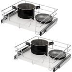 Teleskopschubladen 2er Set - für 60 cm Schrank mit Einlegeboden, aus Metall, (Chrom)