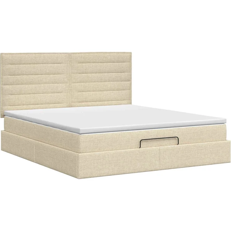 vidaXL Ottoman Bett mit Matratze mit Kopfteil Creme 180 x 200 cm Stoff 3457430 – Bild 8