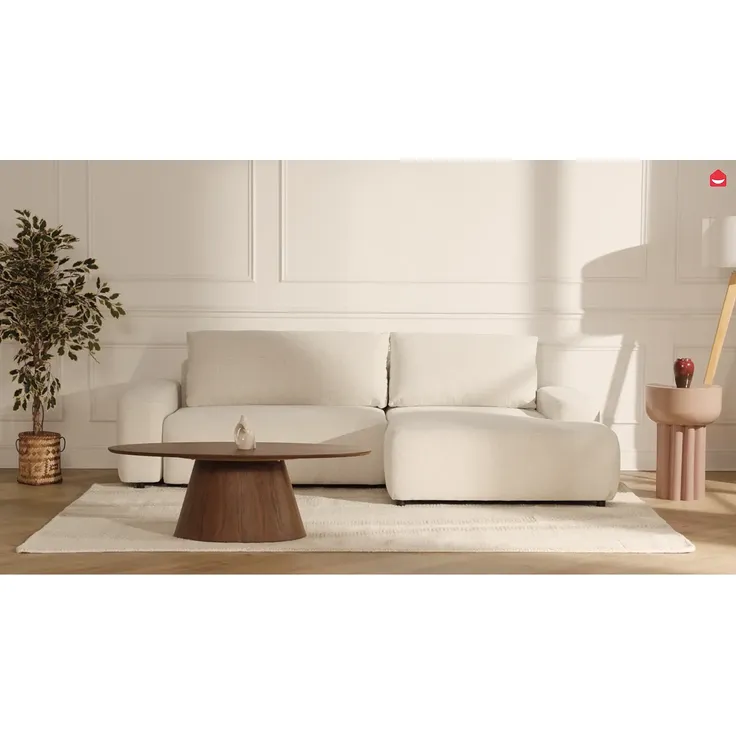 Vente-unique - DAVISO Sofa Stoff Beige - B 204 cm x H 87 cm x L 360 cm – Bild 2