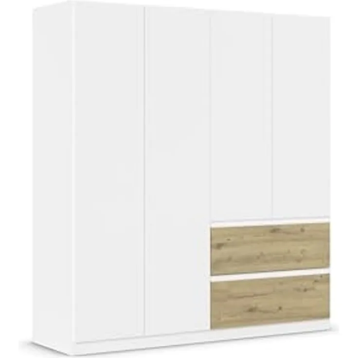 Rauch Möbel Costa, Kleiderschrank für Schlafzimmer, Kinderzimmer, Babyzimmer, Garderobe, Flur, 4-türig, 2 Schubladen, Push-to-Open, mit Zubehör Classic, Farbe Weiß, Breite 181 cm