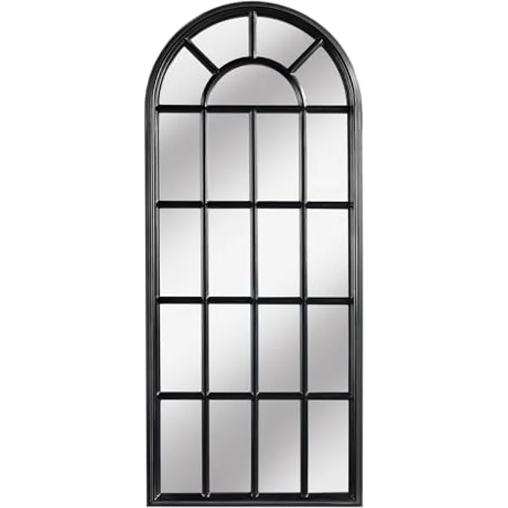 riess-ambiente Wandspiegel CASTILLO 140cm schwarz (Einzelartikel, 1-St), Wohnzimmer · groß · halbrund · mit Rahmen · Fenster-Design · Deko