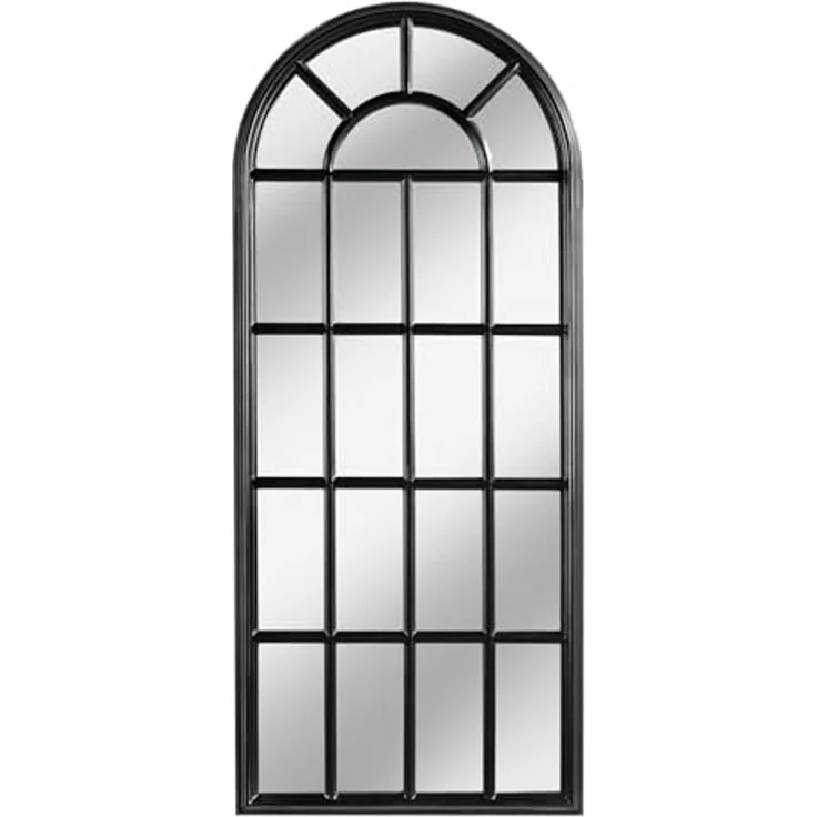 riess-ambiente Wandspiegel CASTILLO 140cm schwarz (Einzelartikel, 1-St), Wohnzimmer · groß · halbrund · mit Rahmen · Fenster-Design · Deko – Bild 1