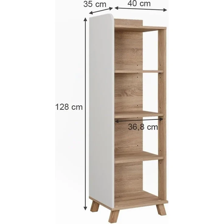Badregal Karen Sonoma/Weiß 40 x 128 cm mit 4 Fächern Vicco – Bild 3