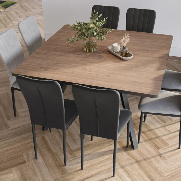 Calicosy Quadratischer Tisch mit schwarzen Metallbeinen L136 x B136 cm - BENI - Helles Holz – Bild 3
