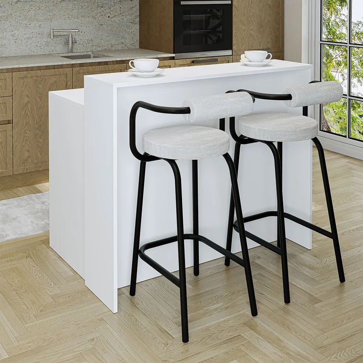 Roomart Kücheninsel CORTADO – Bartisch & Küchentisch mit Stauraum – 120×100×80 cm – Modernes Design • Weiß – Bild 3