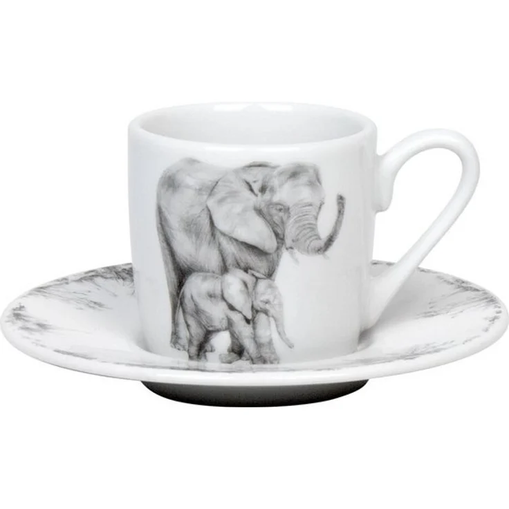 KÖNITZ 1150532761 Espressotasse mit Untertasse Amazing Animals - Elefanten 85 ml aus Bone China Porzellan – Bild 3