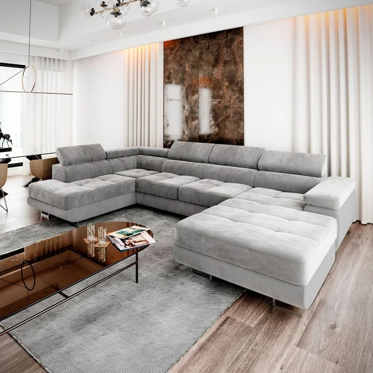 Masseno Ecksofa CASONE mit Schlaffunktion U-Form, Sofa mit Bettkasten – Bild 2