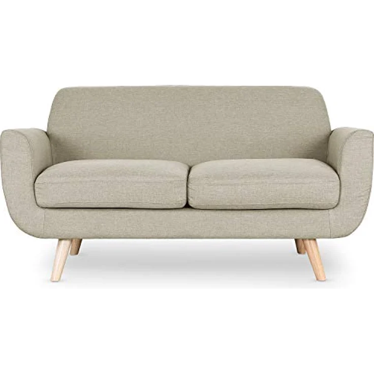 Menzzo Danube Skandinavisches 2-Sitzer Sofa mit Stoffbezug Beige – Bild 4