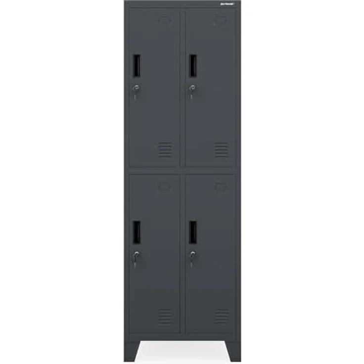 Jan Nowak Spind Metall Schliessfachschrank 4 Fächer Metallschrank abschliessbar 172 x 56 x 45 cm Sozialschrank mit Belueftung Kleiderstange Personalspind – Bild 9