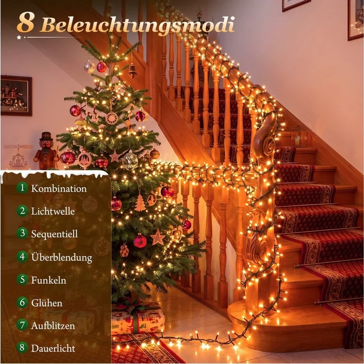 Salcar LED-Lichterkette 2m-100m LED Lichterkette Weihnachtsbaum 20-1660er LED Weihnachtsdeko – Bild 2