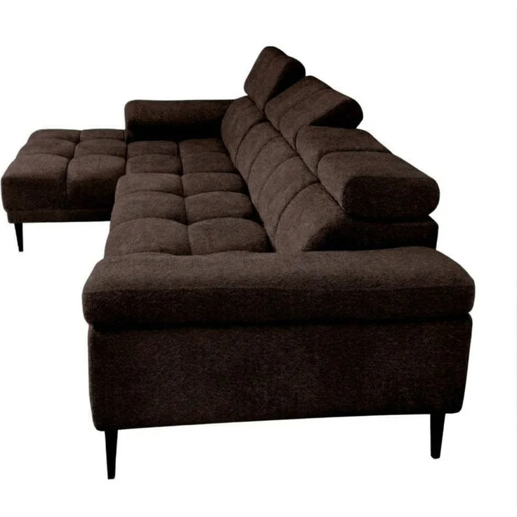 Ecksofa Schlafsofa SENVELIO RELAX in Stoff Glam Schokobraun Ottomane Links – Bild 5