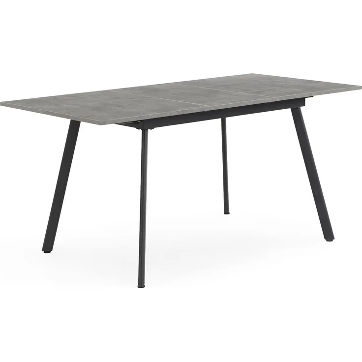 B&D home Esstisch SVANTJE | ausziehbar 120-160x80 cm 4-6 Personen Küchentisch Metallgestell für Esszimmer, Küche | skandinavisch | BetonOptik