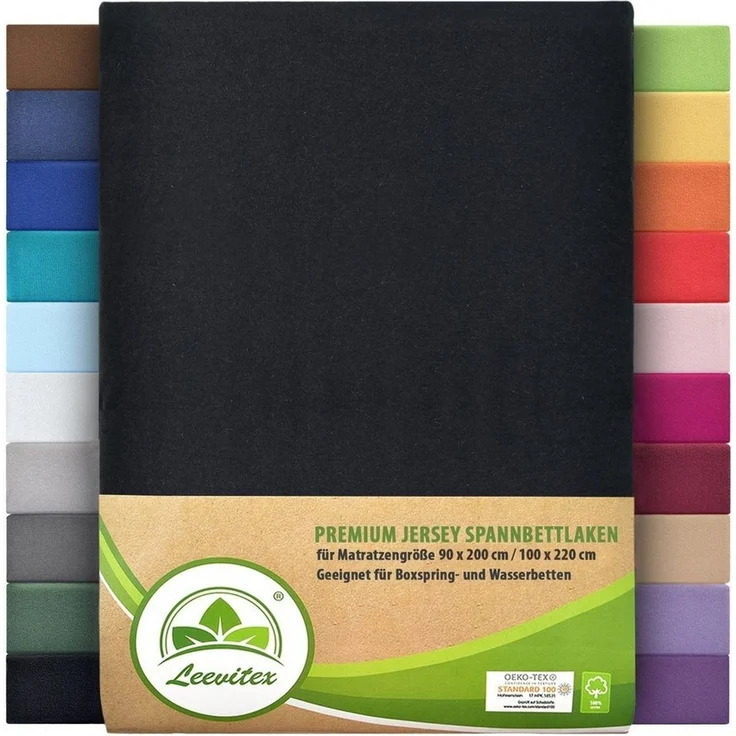 leevitex® Spannbettlaken Spannbettlaken Premium Elasthan, Gummizug: rundum, blickdicht, Anti-Pilling, 97% Baumwolle, 3% Elasthan, 40 cm Steg – Bild 5