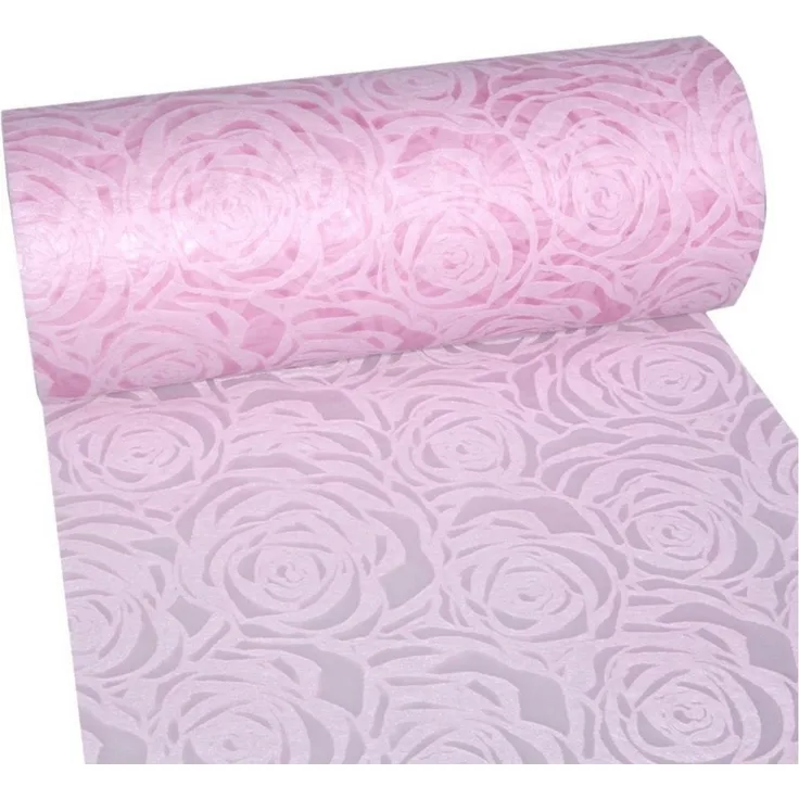 Deko AS Tischläufer Dekoflor® Tischläufer Rosenmuster - 300mm - 5m - rosa - wasserabweise (1-tlg, 1 Rolle Tischläufer), Strapazierfähig