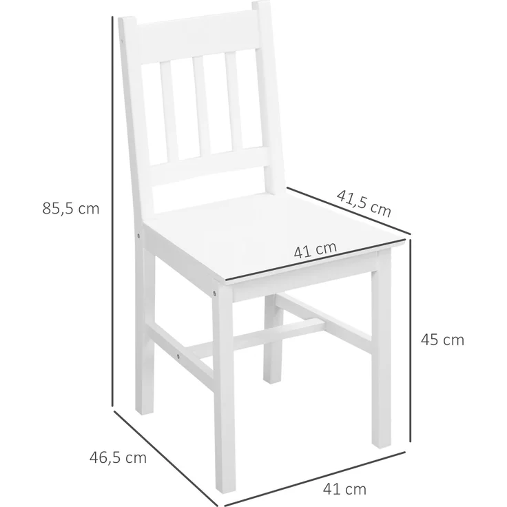 4er-Set Esszimmerstühle Küchenstühle Stühle, Massivholz, 41 cm x 46,5 cm x 85,5 cm, Weiß--Weiß--85.5x41x46.5cm--YOUDENOVA – Bild 5