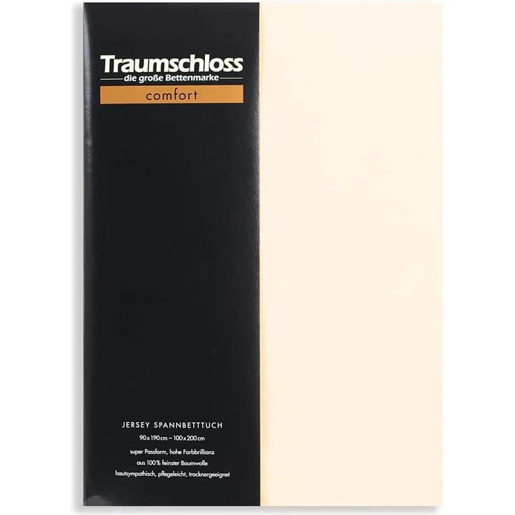 Traumschloss Spannbettlaken Comfort, Jersey, Creme, 90-100x200, 100% Baumwolle – Bild 1