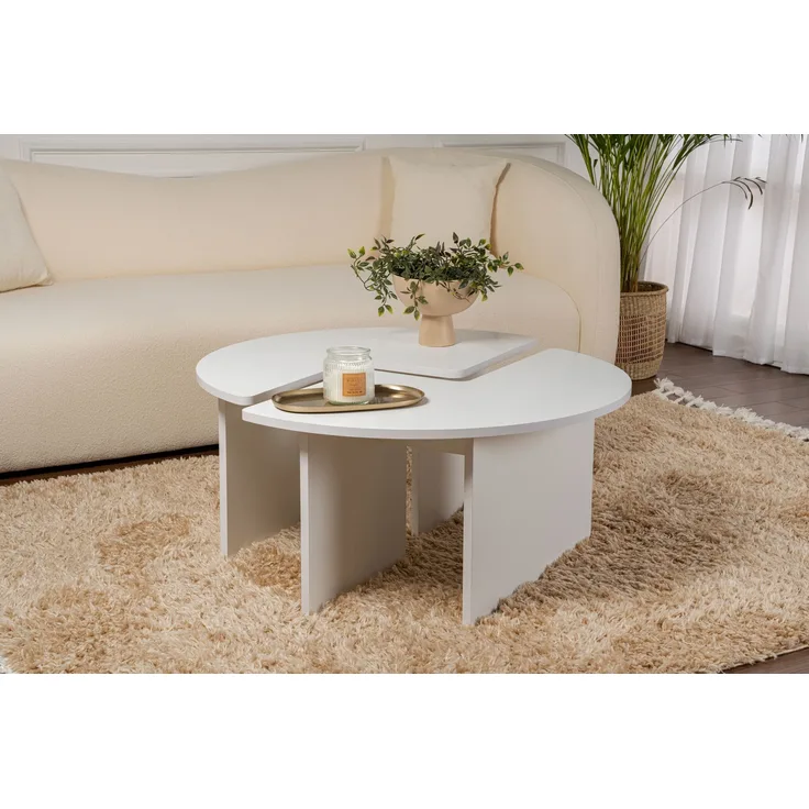Couchtisch, 'Moira', 41 x 90 x 90, Natürliches Weiß