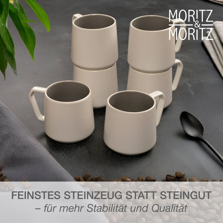 Moritz & Moritz CAVO Kaffeebecher 6er Pack - Stone – Bild 4