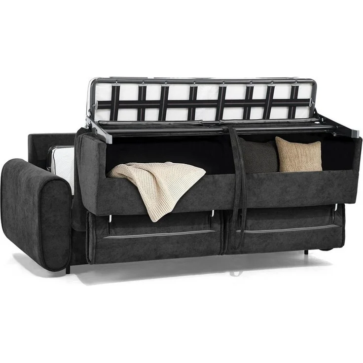 Beautysofa Schlafsofa Pavarti modernes Sofa mit italienischem Klappmechanismus und Matratze, mit Bettkasten, verstellbaren Kopfstützen und Schlaffunktion, in 3 Größen & 8 Farben – Bild 4