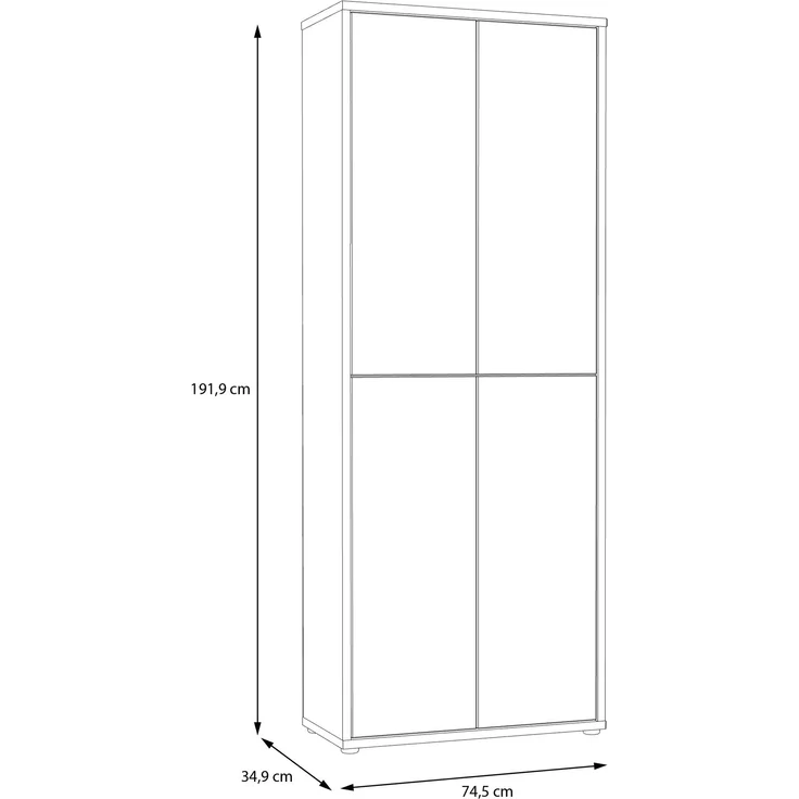 Schuhschrank >ALICE SPRINGS< 4 Türen, push to open, sandfarbig - 74,5x191,9x34,9cm (BxHxT) – Bild 2