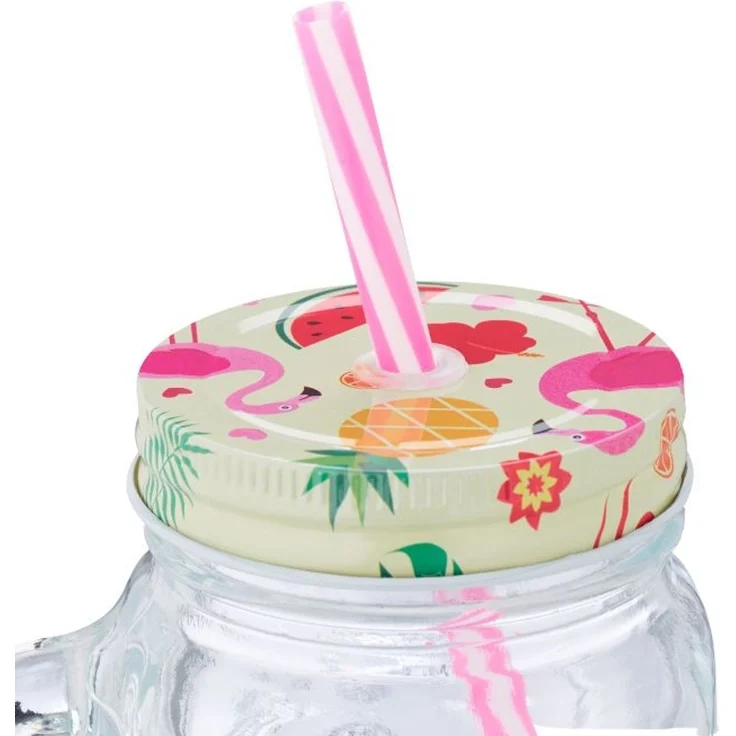 Relaxdays Trinkgläser 8er Set mit Deckel Flamingo – Bild 6