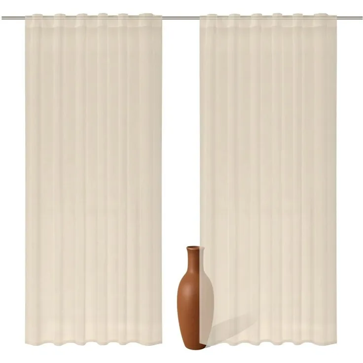 2er Set Schlaufenschal Voile sand 245cm transparent - Höhe (cm): 245, Farbe: Sand