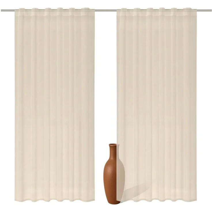 2er Set Schlaufenschal Voile sand 245cm transparent - Höhe (cm): 245, Farbe: Sand – Bild 1