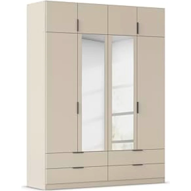 Rauch Möbel Lagoa, Kleiderschrank, Garderobe für Schlafzimmer, Kinderzimmer, Jugendzimmer 8-türig, mit Spiegel, 4 Schubladen, Farbe Beige, Breite 181 – Bild 2