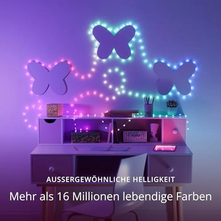 Twinkly Strings USB-C Hearts 200 LED, LED-Lichterkette in Herzform, RGB LED-Lichter Mehrfarbig, Kompatibel mit Alexa und Google Home, Weihnachtsdeko, Stromversorgung USB-C, Grünes Kabel, 12m – Bild 3