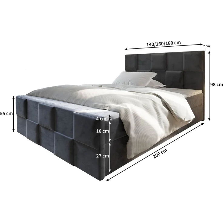 Masseno Boxbett MONA 160x200 cm mit Bonell Matratze und Topper – Bild 3