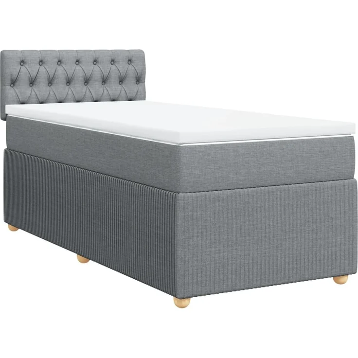 vidaXL Boxspringbett mit Matratze Hellgrau 100x200 cm Stoff 3289674 – Bild 3