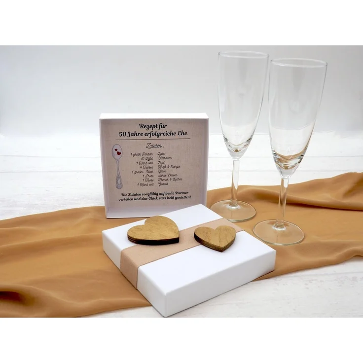 ZauberDeko Geschenkbox Geldgeschenk Verpackung Gold Hochzeit Geschenk Rezept für 50 Jahre Ehe – Bild 5