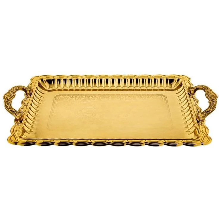 2er Set Serviertablett aus hochwertigem 18/10-Edelstahl - Elegant & langlebig Gold – Bild 1
