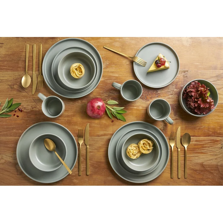 Kombiservice Geschirr-Set, Service Prato (16-tlg), 4 Personen, Steingut grün – Bild 6