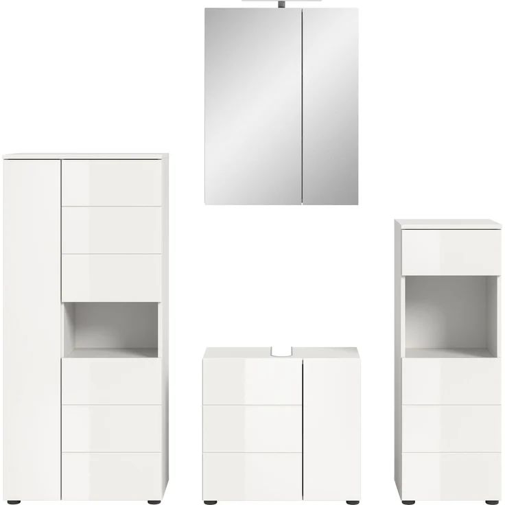Badkombination (B/H/T: 188x190x34 cm) in weiß hochglanz tiefzieh – Bild 2