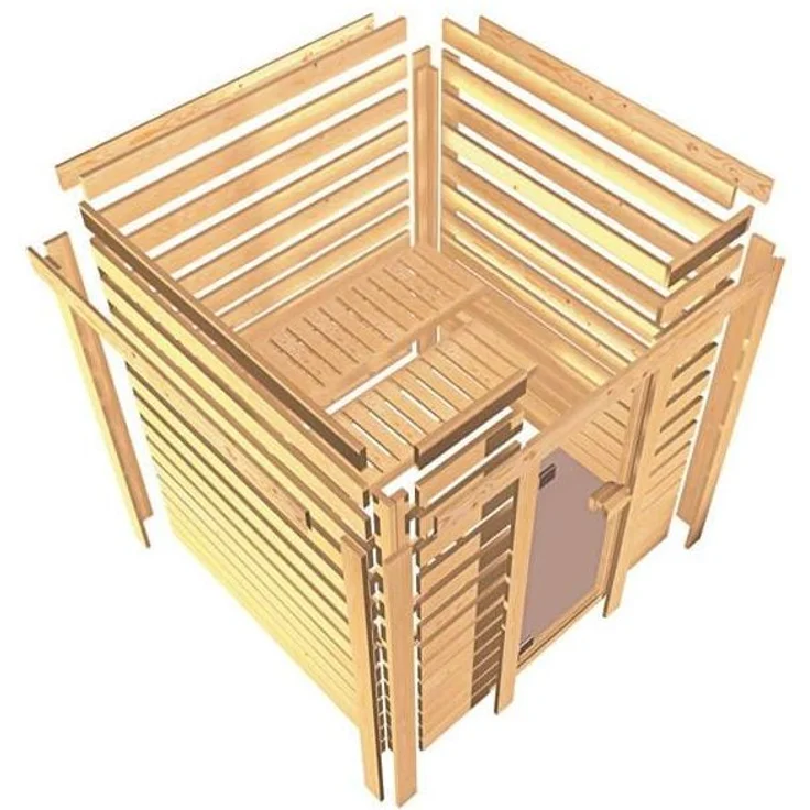 Karibu Ecksauna Antonia + 9kW Saunaofen mit ext. Steuerung Easy – Bild 6