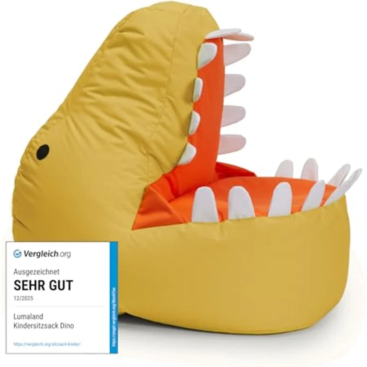 LUMALAND 'Animal Line Dino' Kindersitzsack, indoor & outdoor, Polyester senfgelb, 270 l – Bild 2