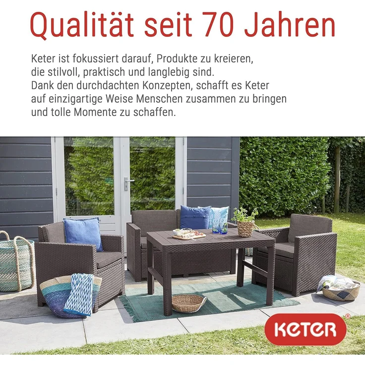 Allibert Gartentisch Lyon, höhenverstellbar [65 cm / 40 cm Tischhöhe], witterungsbeständig – Bild 7