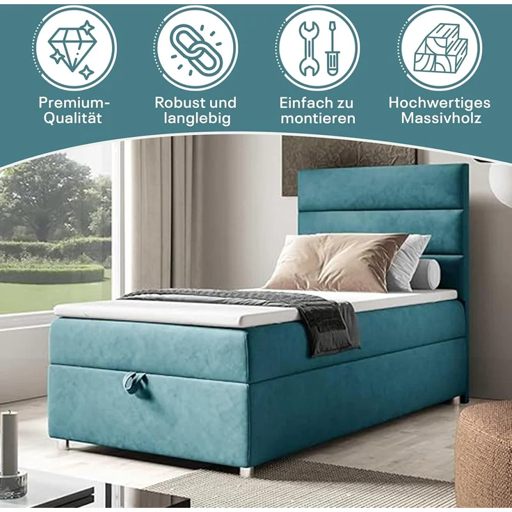 Best For Home Box Spring Bed with 7-Zone Bonell Spring Mattress, Box Spring Bed with Mattress and Storage Space – Bild 3
