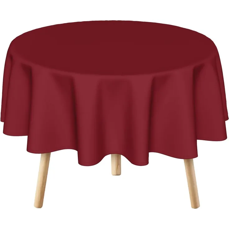 Tischdecke Rund 178 cm Burgunderrot, Knitterfrei, Waschbar, Deko für Feste & Alltag