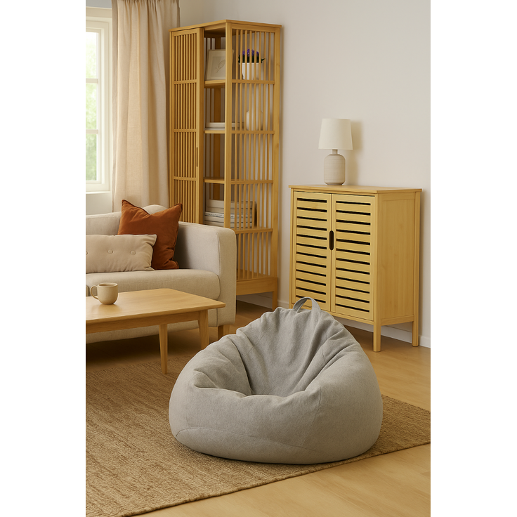 AD.CON Sitzsack mit Füllung, Hellgrau, 90 x 110 x 50 250L, Styropor-Regranulat – Bild 5