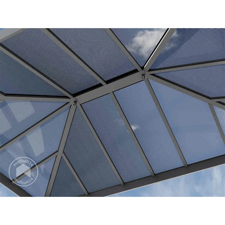 PRIMEYARD Gartenpavillon 3x4 m mit Polycarbonatdach - Hardtop Pavillon mit 4 Seitenteilen in Grau – Bild 5